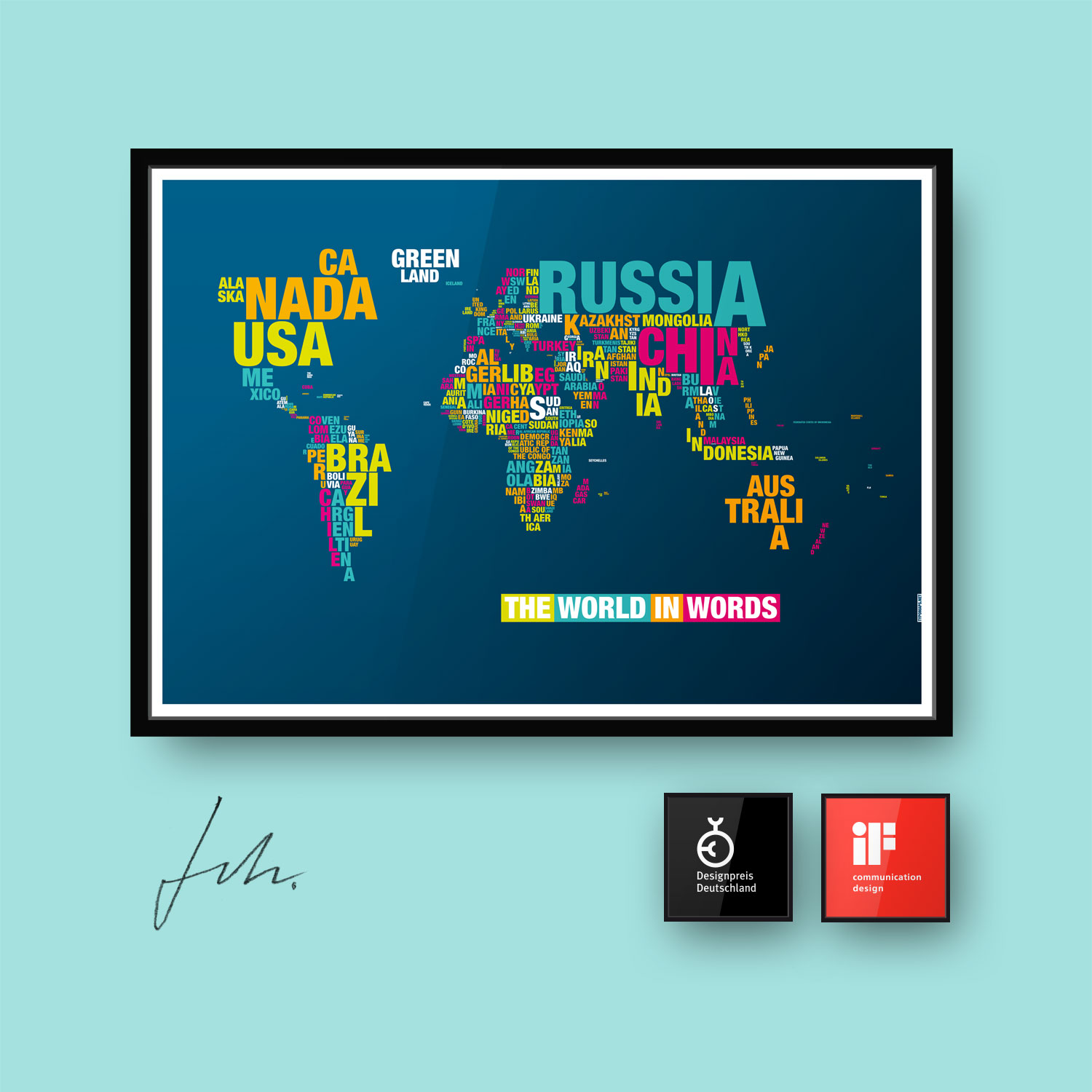 Typomap Poster Worldmap Dark